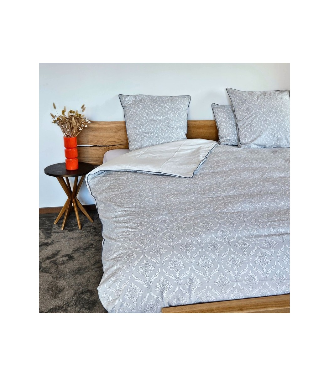 Housse De Couette Grise Arabesque En Coton