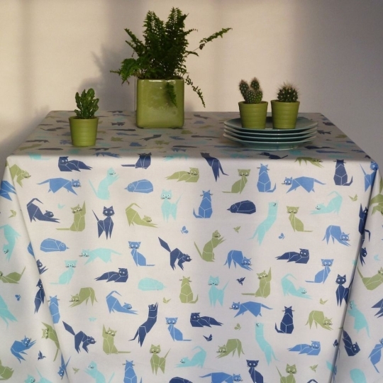 Nappe coton Chats bleus