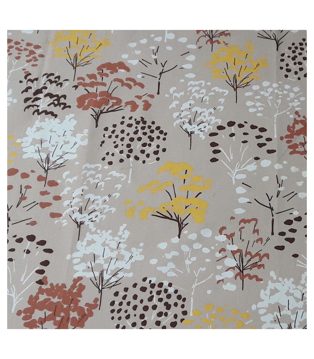 Cotton fabric tree Yellow certified Oeko-Tex