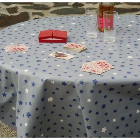 WIPE CLEAN TABLECLOTH STARS BLUE/GREY Fleur de Soleil