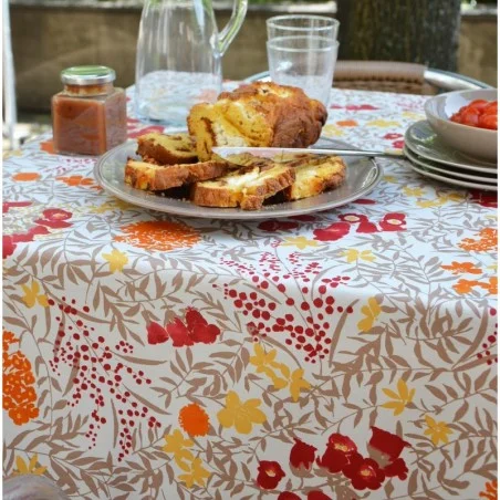 Wipe clean tablecloth Mimose Red