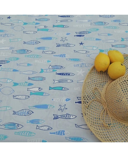 WIPEABLE TABLECLOTH FISCH BLUE FLEUR DE SOLEIL