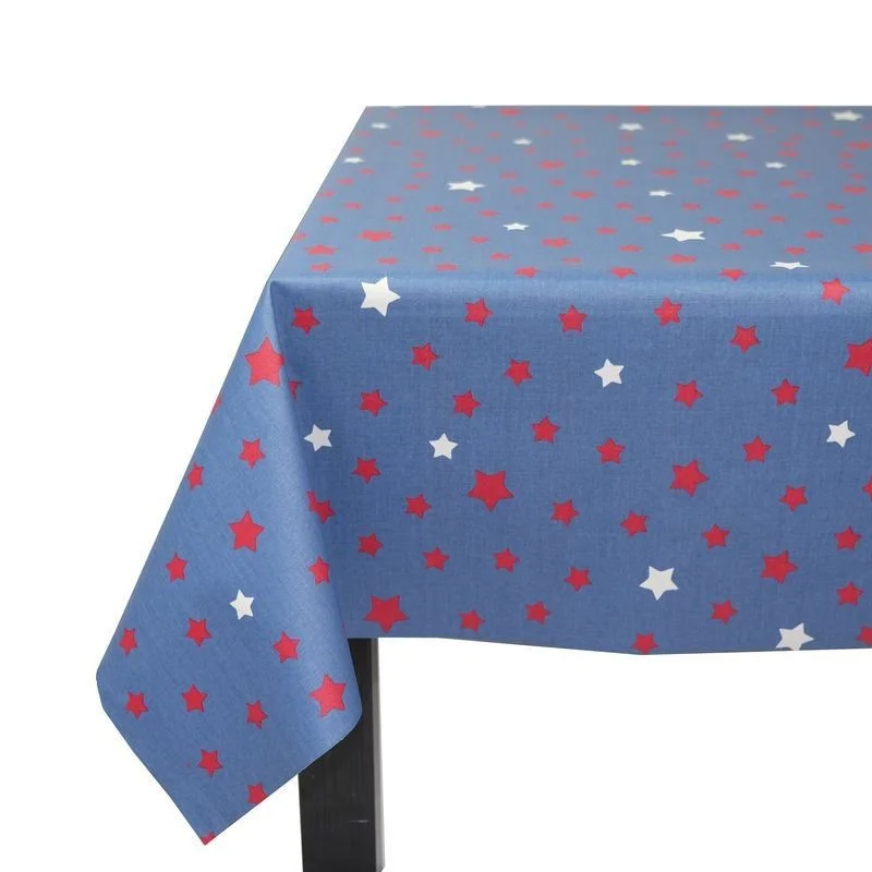 Tovaglia rivestita Red denim stars anti-macchia