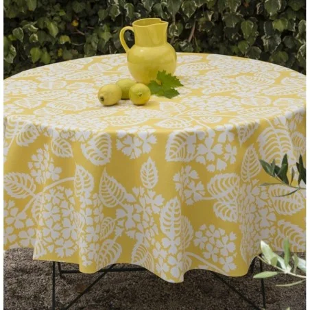 Gartentischdecke Rund oder Oval Hortensie Gelb - Fleur de Soleil