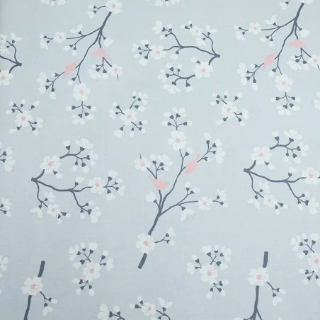 Wipe clean tablecloth Japanese Cherry Gray/pinkFleur de Soleil