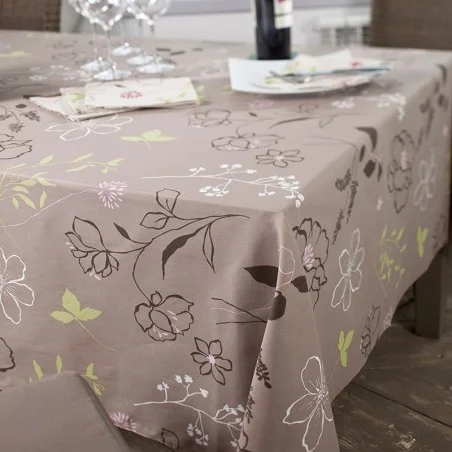 Nappe enduite ronde ou ovale Camélia taupe rose