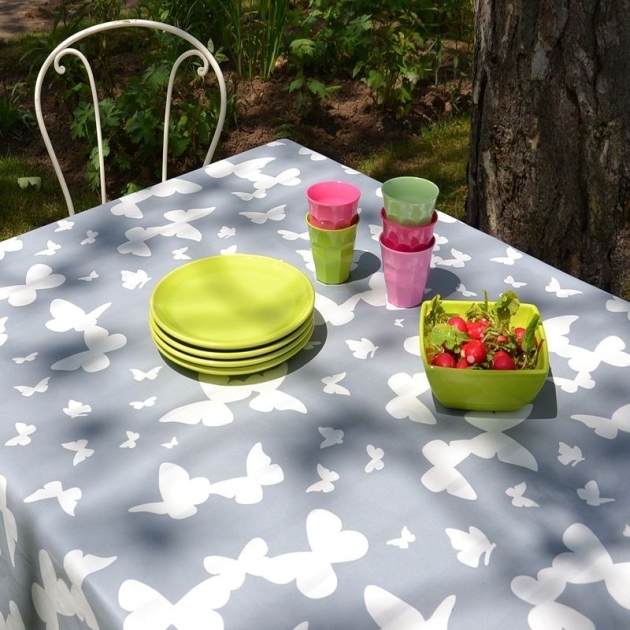 Wipe clean tablecloth Butterfly grey