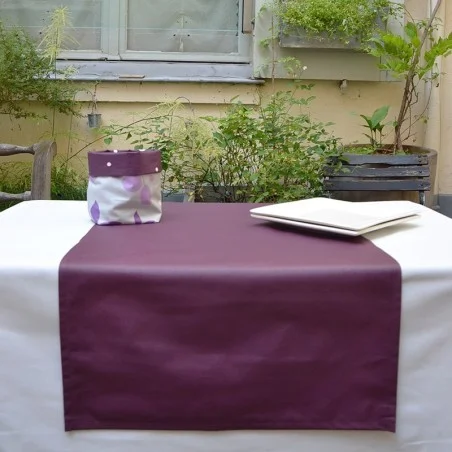 Plum table runner stain-resistant