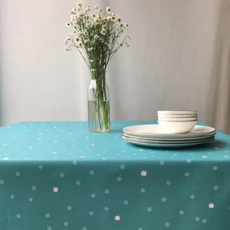 Coupon en coton enduit 50x80cm CONFETTIS TURQUOISE