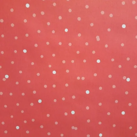 Coupon en coton enduit 50x80cm pois corail