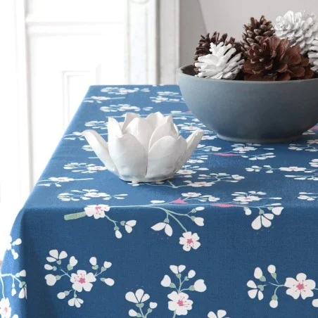 Wipe clean tablecloth peacock blue