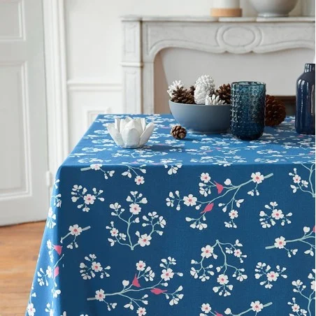 Wipe clean tablecloth peacock blue