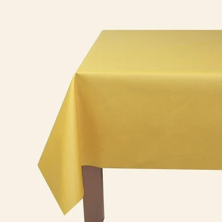 Wipe clean tablecloth Plain curry yellow round or oval