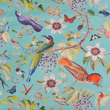Tovaglia Antimacchia uccelli turchese - Fleur de Soleil