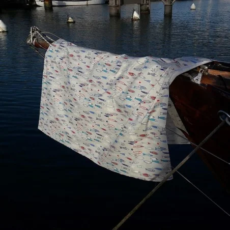 COTTON TABLECLOTH FISH blue by Fleur de Soleil