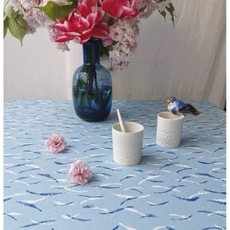 Wachstuch Tischdecken Rund oder Oval blaue Wellen - Fleur de Soleil