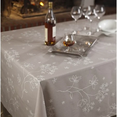 nappe enduite ronde fleurs beige