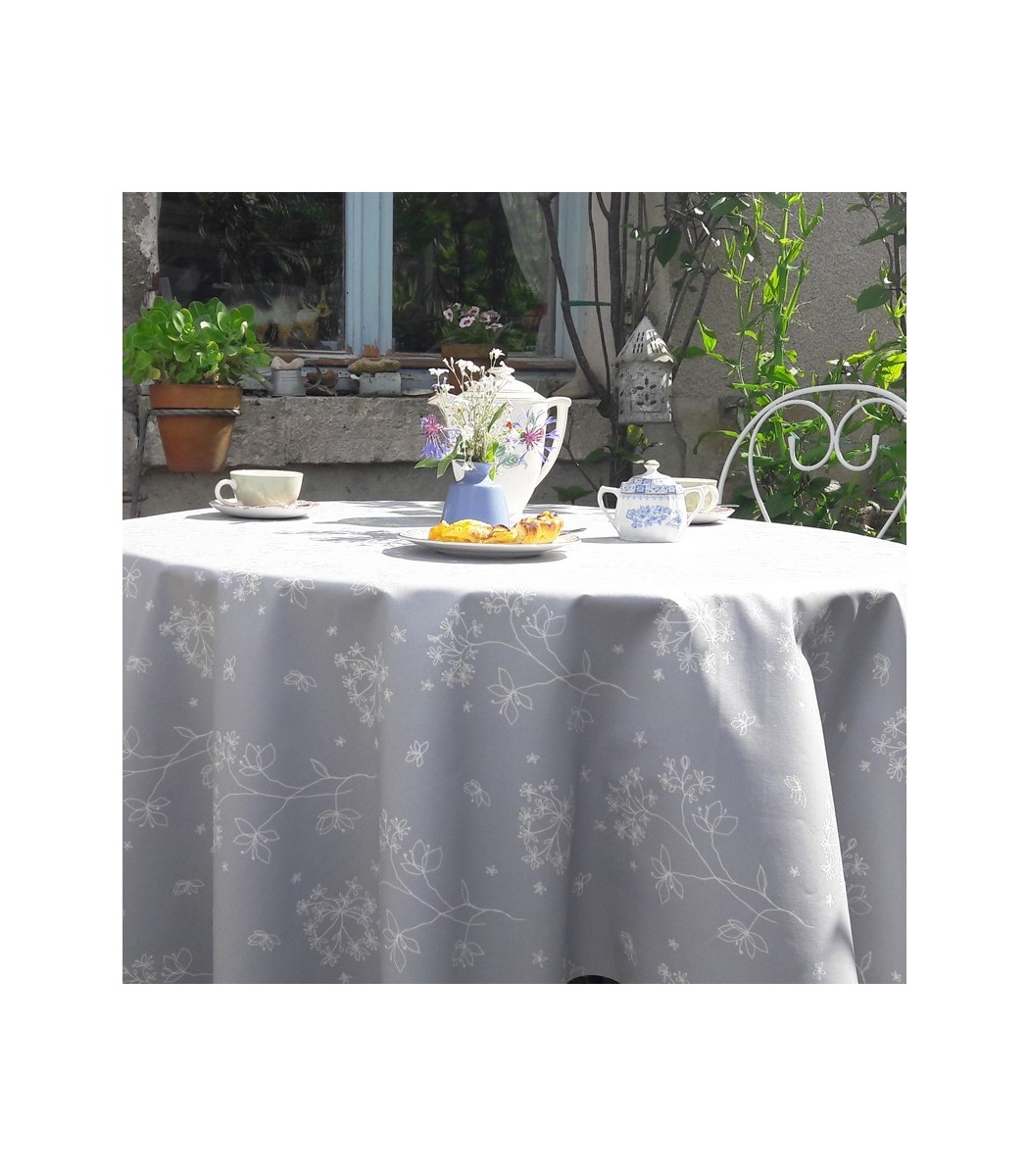 Wipeable Tablecloth Round Or Oval Astrancia Grey