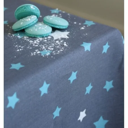 Table runner Stars grey/turquoise