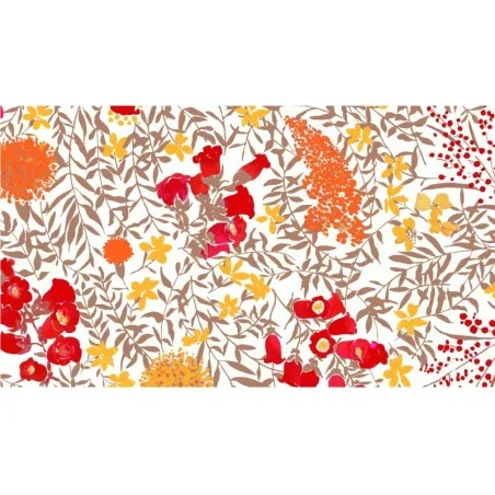 Table runner floral Mimosa red