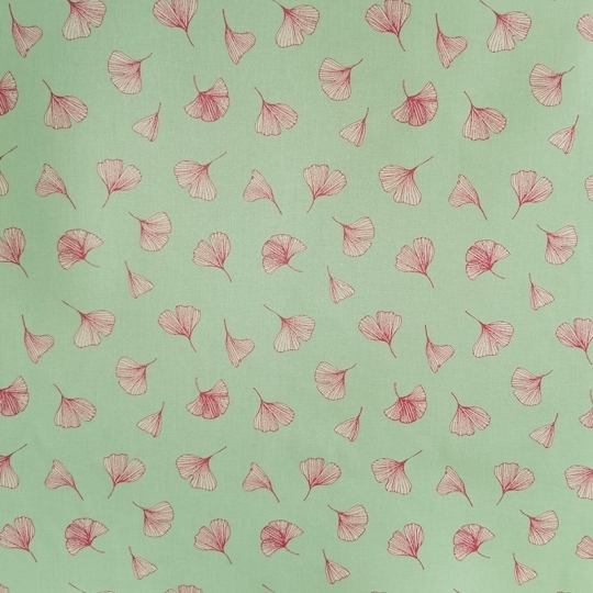 Tissu en coton enduit Ginkgo Pistache