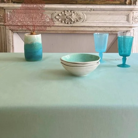 Nappe enduite Pailletée Turquoise Pastel - Fleur de Soleil