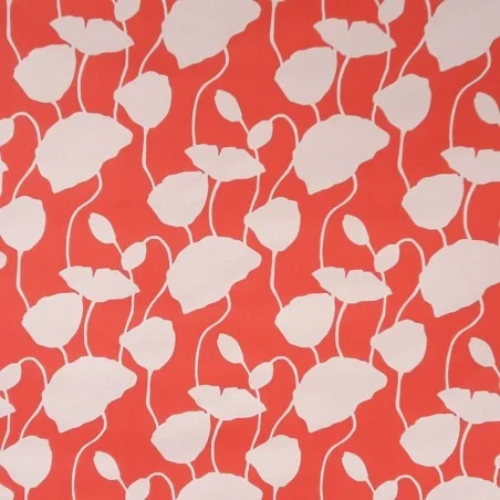 Tissu en coton Pavots corail