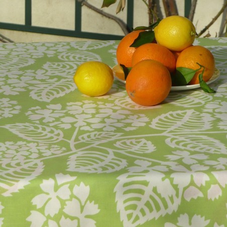 Chemin de table vert olive Hortensia