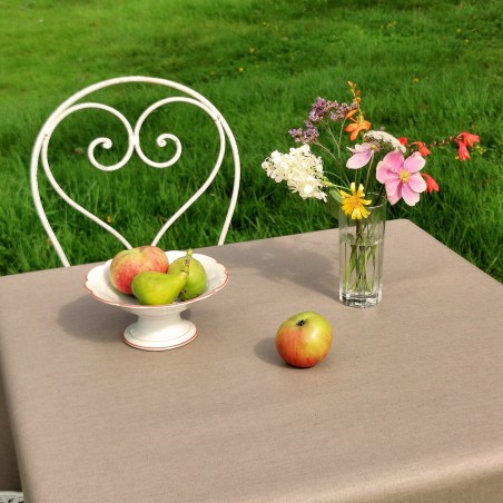 Wipe clean tablecloth round or oval Mimose Red with linen 