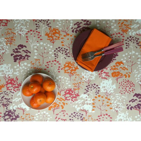 4 Serviettes de table Arbres orange/fuschia