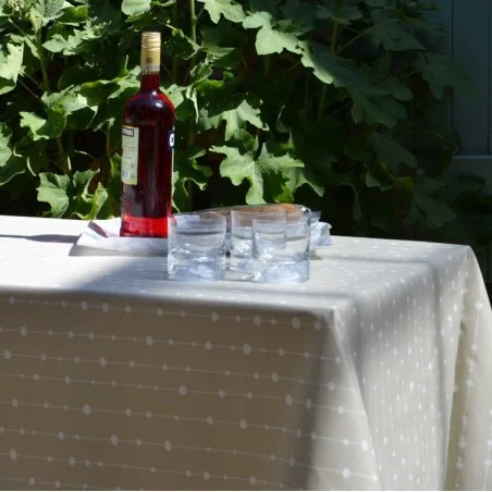 WIPE CLEAN TABLECLOTH PEARLS BEIGE Fleur de Soleil