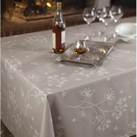 Wipe clean tablecloth Astrancia linen/cotton round or oval   