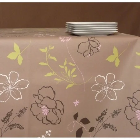  Nappe enduite Camélia taupe rose Fleur de Soleil