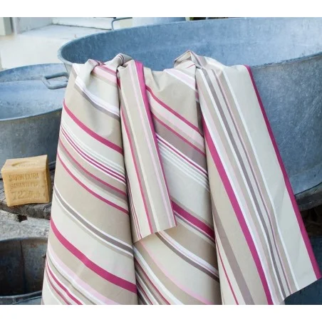 WIPE CLEAN TABLECLOTH STRIPES TAUPE Fleur de Soleil