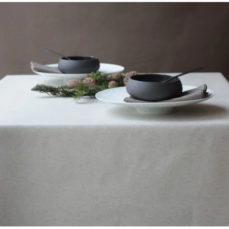 Tischdecke abwaschbar Rund oder Oval Einfarbige Leinen/Baumwolle  - Fleur de Soleil