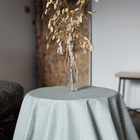Nappe ronde Bambou vert en toile enduite fabriquée en France