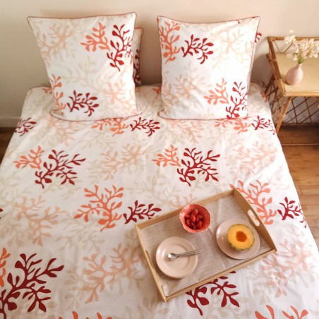 Housse de couette et oreillers assortis Corail rouge