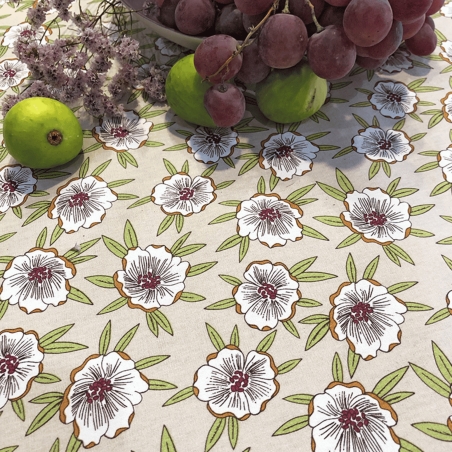 Nappe fleurie en coton Etamine