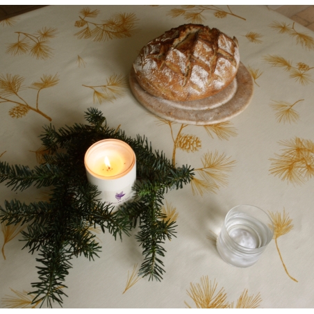 Wipe clean tablecloth Pine tree Gold round