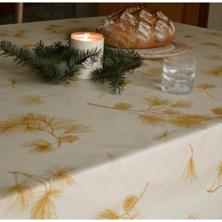 Christmas tablecloth Pine Tree Gold